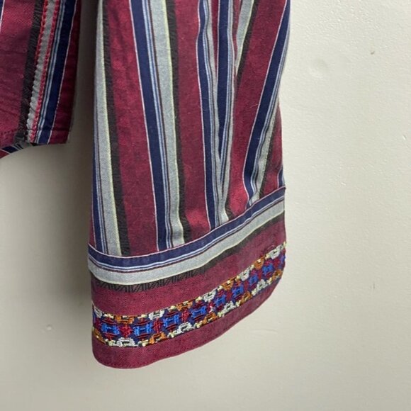 Robert Graham Stripes Paisley flip cuff red blue Mens button up Shirt Size Large - Picture 5 of 12